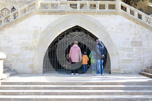 Family exploring Lermontov site