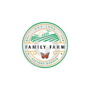 Family farm logo design vector illustration