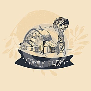 Family farm, rural landscape