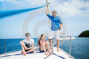 Family on board of sailing yacht