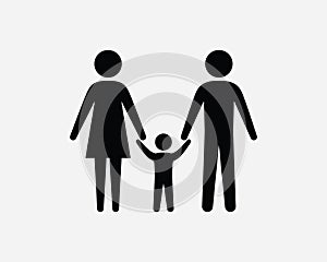 Family Father Mother Son Holding Hands Stick Figure Stickman People Human Person Black Icon Sign Symbol Vector Artwork Clipart