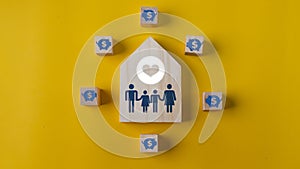 Family with financial investment plan concept. Family with piggy bank icons for money saving, Financial investment, Growing money