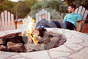 Family by firepit