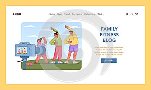 Family fitness blog concept. Vector