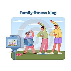 Family fitness blog concept. Vector