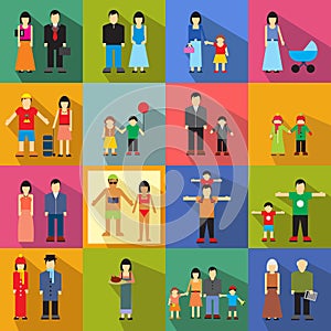 Family flat icons