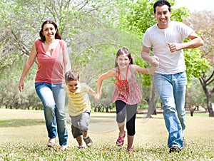 Family of four in the park