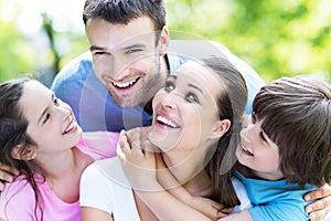 Family of four in the park