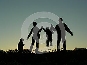 Family of four silhouette