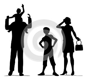 Family of four silhouette