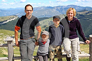 Family of four on their vacation