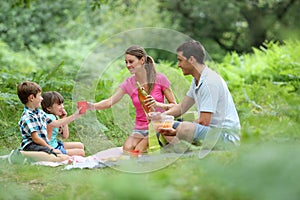 Family of fourv having a picnic