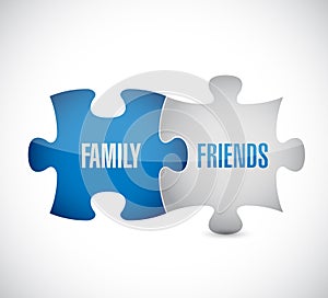 Family, friends, puzzle pieces illustration design