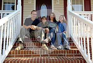 Family on front porch