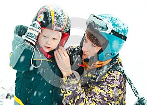 Family fun activity ski resort winter outfit