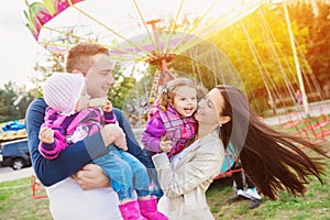 Family at fun fair