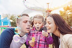 Family at fun fair