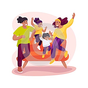 Family fun isolated cartoon vector illustration.