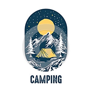 Family Fun Night Camping Vector Illustration photo