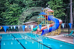 Family fun at an outdoor pool