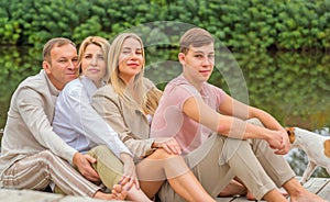 Family at garden, lifestyle of modern people