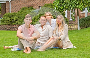 Family at garden, lifestyle of modern people