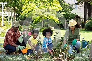 Family gardening together