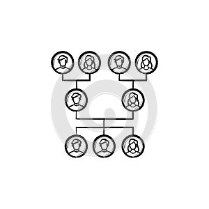 Family genealogical tree hand drawn sketch icon.