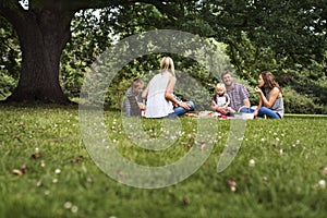 Family Generations Picnic Togetherness Relaxation Concept