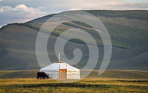 Family ger in a landscape of norther Mongolia