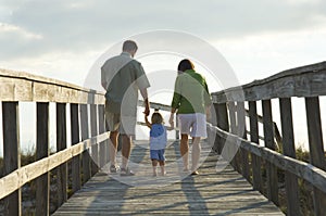 Familia común sobre el Playa 