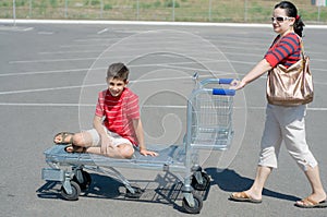 Family going for a weekend shopping