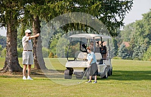 Family golfing