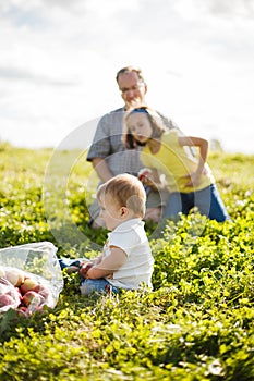 Family on the grass