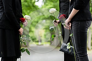 Family in guard of honor at funeral