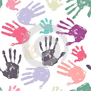 Family handprint seamless pattern