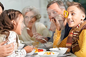 Family have breakfast