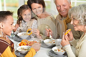 Family have breakfast