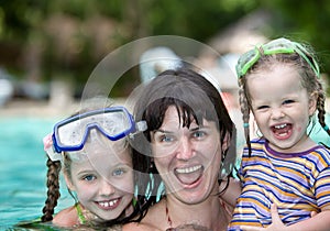 Family have rest in pool.