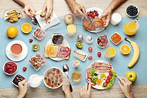 Family having breakfast