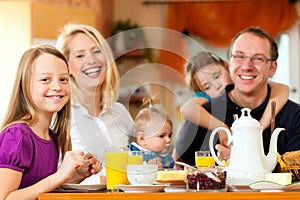 Family having breakfast