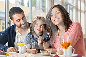 Family having breakfast