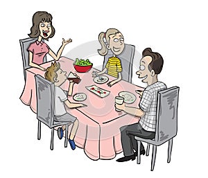 Family having dinner