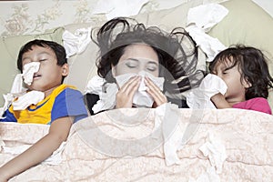 Family having flu photo