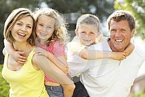 Family having fun in countryside