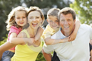 Family having fun in countryside