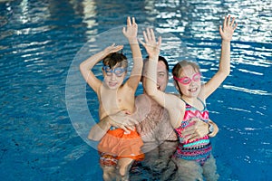 Family having fun in pool
