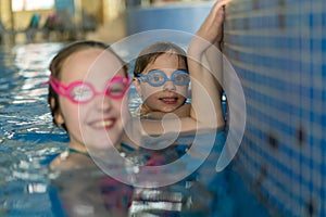 Family having fun in pool