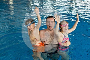 Family having fun in pool