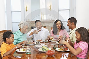 Family Having A Meal Together At Home